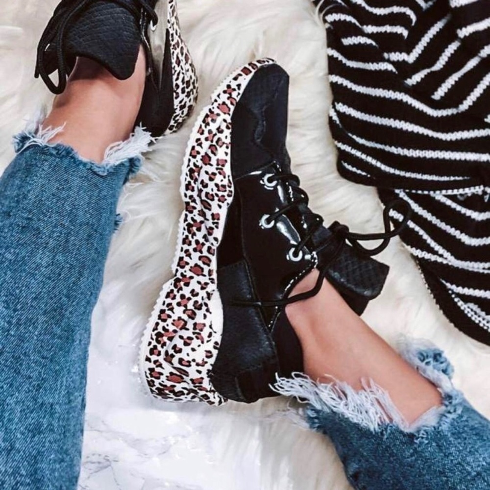 NWT BLACK LEOPARD SNEAKERS